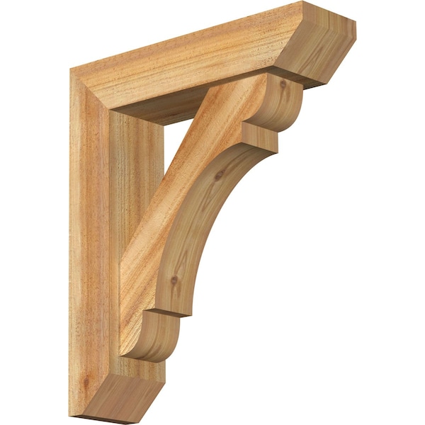 Ekena Millwork Olympic Slat Rough Sawn Bracket w/ Offset Brace, Western Red Cedar, 6"W x 22"D x 26"H BKT0604X22X26OLY06RWR - main